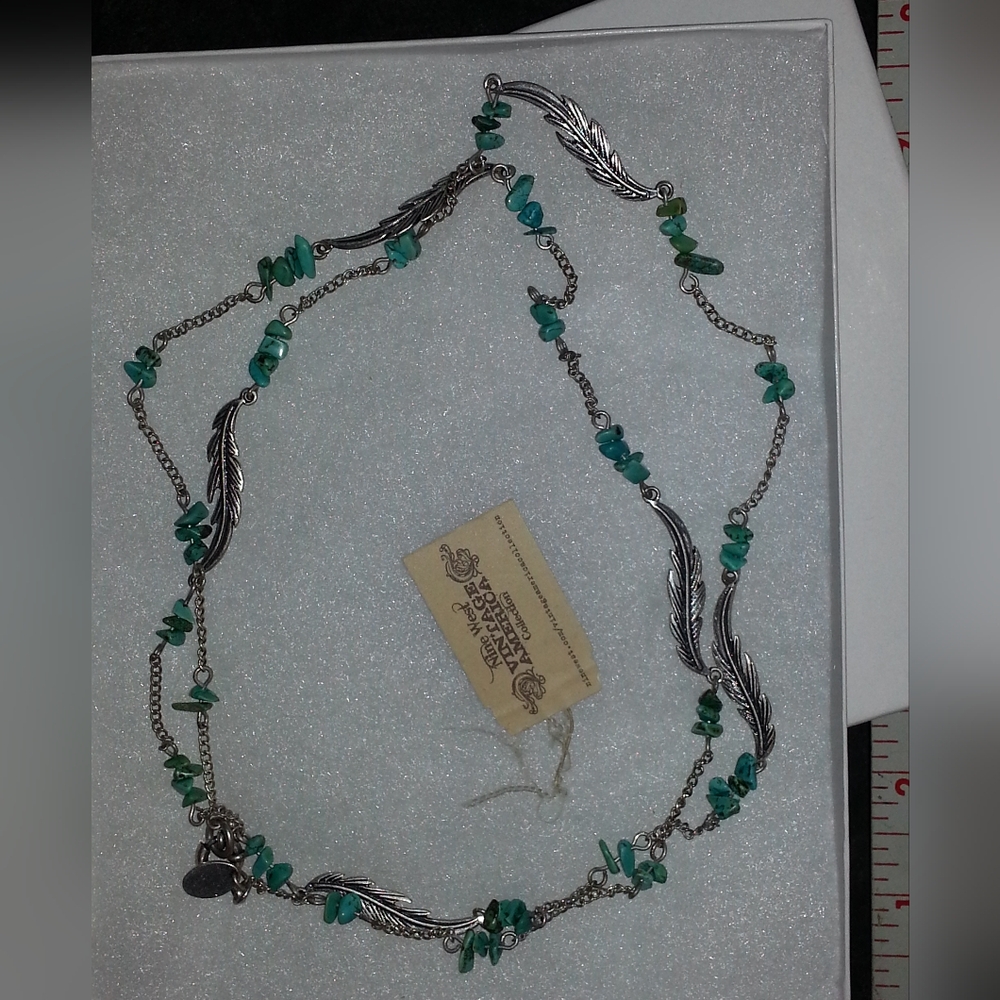 Nine West Vintage America Feather & Turquoise Necklace